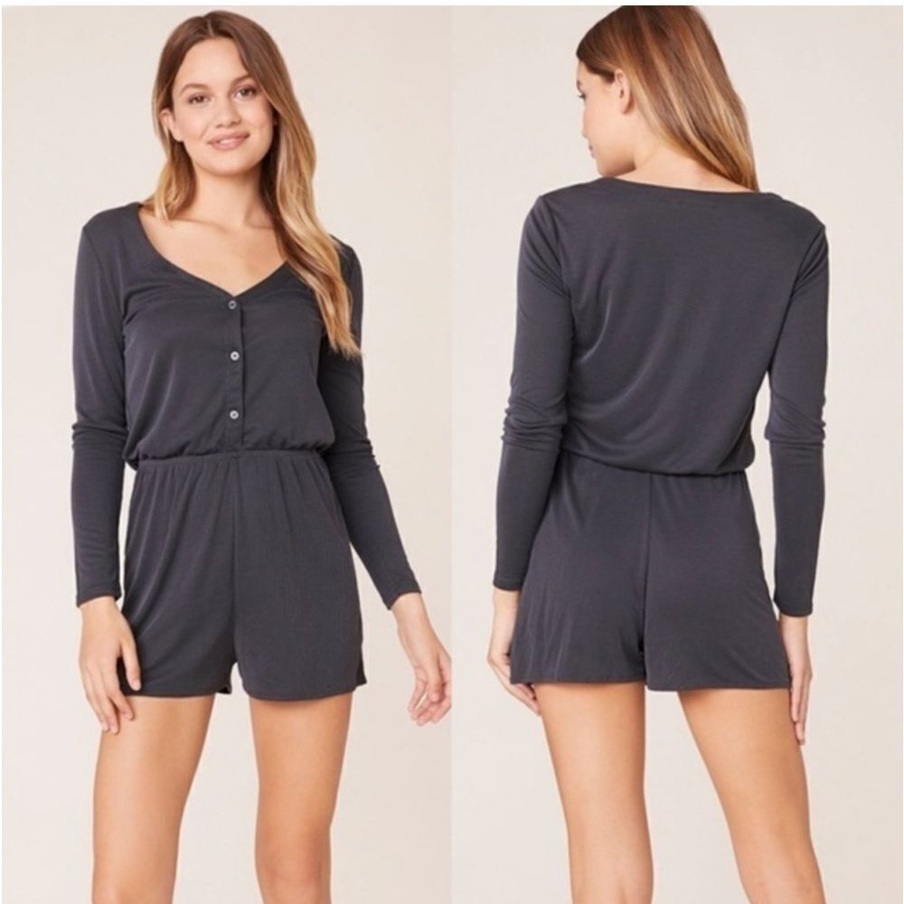 BB Dakota Charcoal Long Sleeve Romper